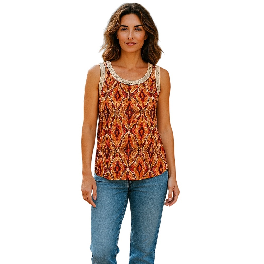 Vibrant Orange and Red Sleeveless Tank Top